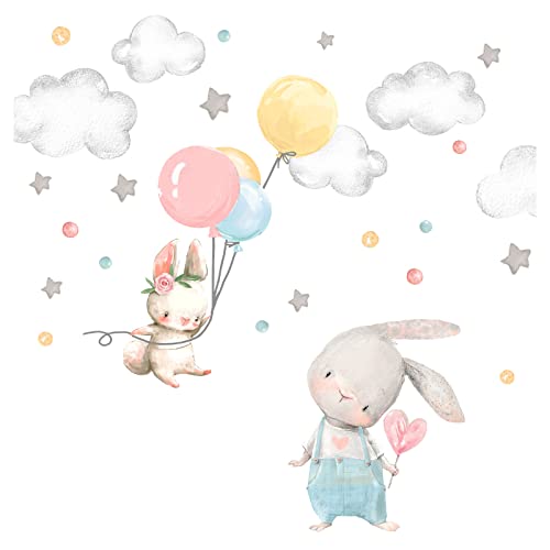 Little Deco Wandtattoo Hasen mit Luftballon DL602 S - 50 x 33 cm (BxH) von Little Deco