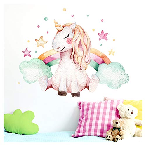 Little Deco Wandtattoo Mädchen Einhorn & Regenbogen I (BxH) 37 x 30 cm I Kinderzimmer Wandaufkleber Wandsticker Babyzimmer Aufkleber Sticker Stickers DL138 von Little Deco