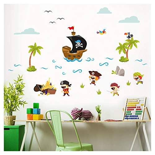 Little Deco Wandtattoo Piraten Schiff Schatz DL330 M - 88 x 55 cm (BxH) von Little Deco