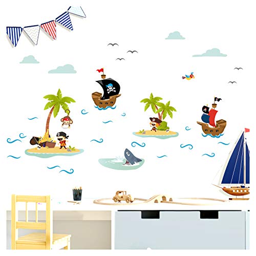 Little Deco Wandtattoo Piraten Schiffe & Schatzinsel DL332 L - 162 x 74 cm (BxH) von Little Deco