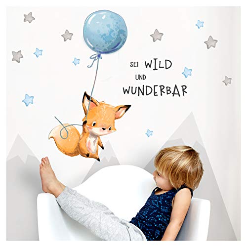 Little Deco Wandtattoo Sei wild & Fuchs mit Luftballon DL316 M - 130 x 61 cm (BxH) von Little Deco