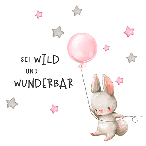Little Deco Wandtattoo Sei wild & Hase mit Luftballon DL320 M - 146 x 72 cm (BxH) von Little Deco