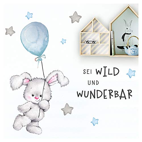Little Deco Wandtattoo Sei wild & Hase mit Luftballon DL328 L - 167 x 114 cm (BxH) von Little Deco