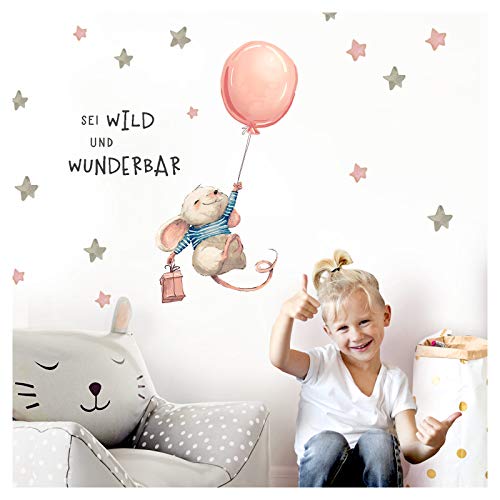 Little Deco Wandtattoo Sei wild & Maus mit Luftballon DL314 S - 16 x 29 cm (BxH) von Little Deco