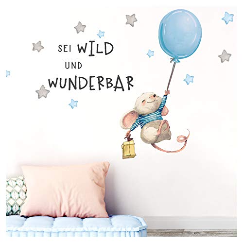 Little Deco Wandtattoo Sei wild & Maus mit Luftballon DL317 L - 190 x 109 cm (BxH) von Little Deco