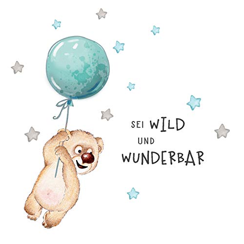 Little Deco Wandtattoo Sei wild & Teddybär mit Luftballon DL329 S - 75 x 35 cm (BxH) von Little Deco