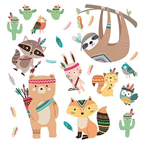 Little Deco Wandtattoo Waldtiere Bär Fuchs Indianer DL363 M - 103 x 58 cm (BxH) von Little Deco