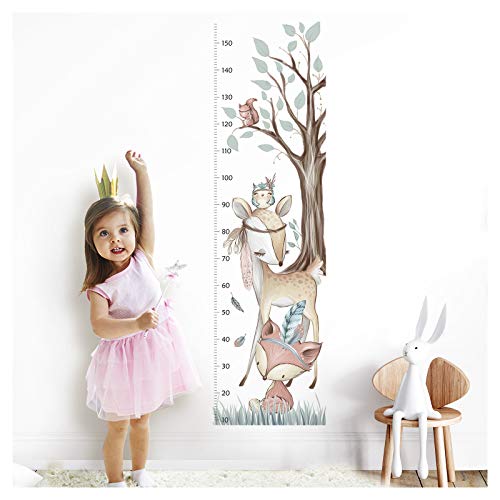 Little Deco Wandtattoo Wandsticker Kinderzimmer Junge Mädchen Messlatte | 150 cm Fuchs REH Wald | Tier Kinder Aufkleber Wanddeko DL350 von Little Deco