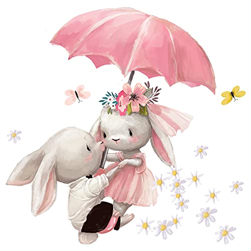 Little Deco Wandtattoo Wandsticker Kinderzimmer Tiere Hase I Wandbild 33 x 29 cm (BxH) I Blumen Wandaufkleber Spielzimmer Baby Deko Kinder Schlafzimmer DL601 von Little Deco