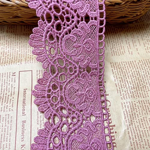 9 cm breiter, unelastischer europäischer Kronenstoff mit Spitzenstickerei, für Vorhänge, Tischdecken, Innenfutter, Hochzeitskleid, DIY, Accessoires, (4 Yards pro Packung) (Light Purple) von Little lane lace