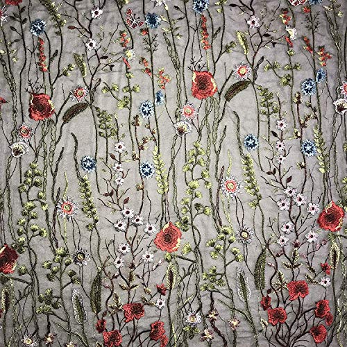Little lane lace 140 cm breiter Stoff mit europäischem Seaweed-Motiv, unelastisch mit Spitzenstickerei, für Vorhänge, Tischdecken, Futter, Brautkleider/Accessoires, (1 Yarde in jeder Packung) (schwarz von Little lane lace