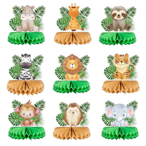 Safari-Tafelaufsätze für Tische, Dschungeltiere, Waben-Mittelstücke, Dschungeltiere, Babyparty, Party-Dekorationen, Safari-Tischdekoration, 9 Stück Safari-Tafelaufsätze für Tische, Dschungeltiere, Waben-Mittelstücke, Dschungeltiere, Babyparty, Party-Dekorationen, Safari-Tischdekoration, 9 Stück von Little Man