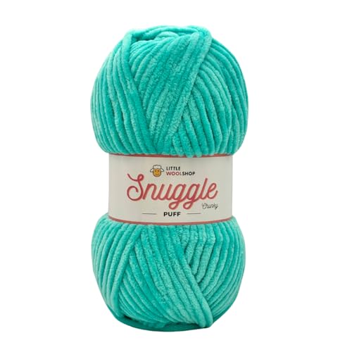 LittleWoolShop Snuggle Puff Chunky Chenille-Garn, 100 g, 100 % superweiches Polyester, Blau (Blue Lagoon 4280, Einzelbett) von Little Wool Shop