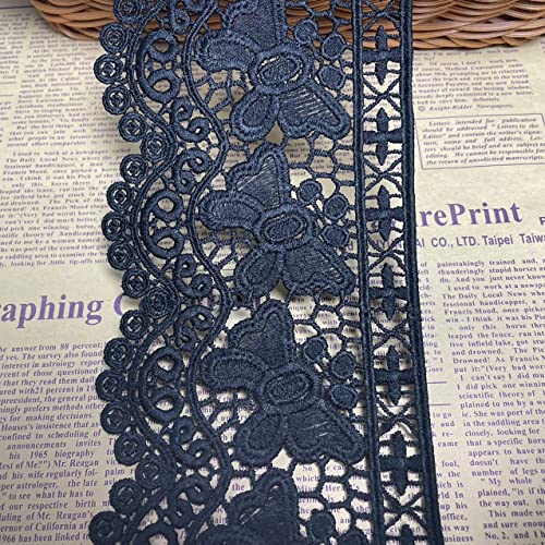 10 CM Breite Europa Butterfly Inelastische Stickerei Spitzenbesatz, Vorhang Tischdecke Slipcover Braut Selbermachen-Kleidung/Zubehör (1,8 Meter in einem Paket) (schwarz) von Little lane lace