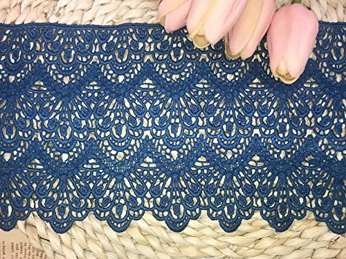 14 CM Breite Europa Lange muster Inelastische Stickerei Spitzenbesatz, Vorhang Tischdecke Slipcover Braut Selbermachen-Kleidung/Zubehör (3,7 Meter in einem Paket) (Blauer Haze) von Little lane lace