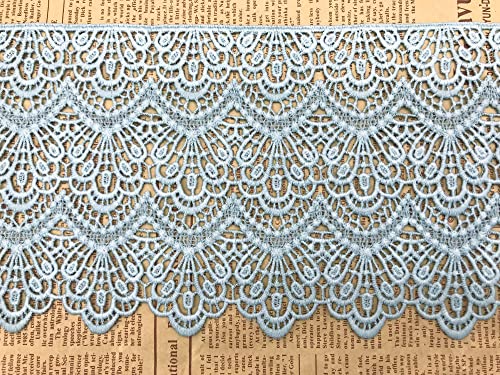 14 CM Breite Europa Lange muster Inelastische Stickerei Spitzenbesatz, Vorhang Tischdecke Slipcover Braut Selbermachen-Kleidung/Zubehör (3,7 Meter in einem Paket) (Blauer See) von Little lane lace