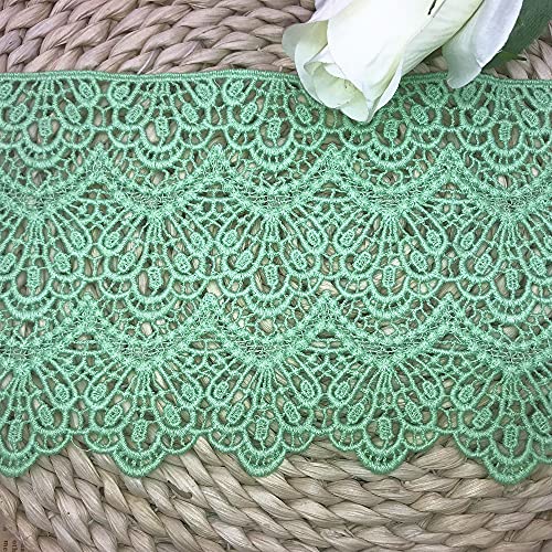 14 CM Breite Europa Lange muster Inelastische Stickerei Spitzenbesatz, Vorhang Tischdecke Slipcover Braut Selbermachen-Kleidung/Zubehör (3,7 Meter in einem Paket) (Grass green) von Little lane lace