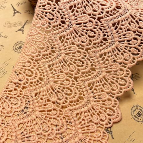 14 CM Breite Europa Lange muster Inelastische Stickerei Spitzenbesatz, Vorhang Tischdecke Slipcover Braut Selbermachen-Kleidung/Zubehör (3,7 Meter in einem Paket) (Pfirsich) von Little lane lace