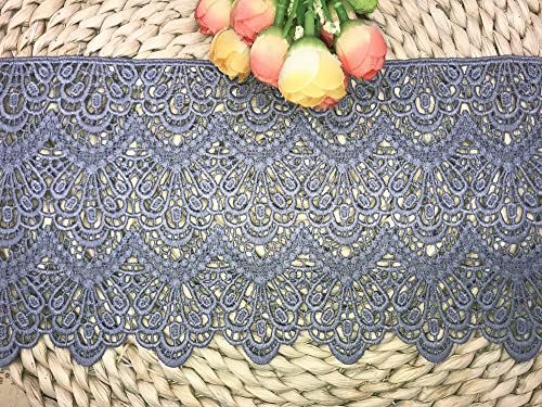 14 CM Breite Europa Lange muster Inelastische Stickerei Spitzenbesatz, Vorhang Tischdecke Slipcover Braut Selbermachen-Kleidung/Zubehör (3,7 Meter in einem Paket) (grau) von Little lane lace