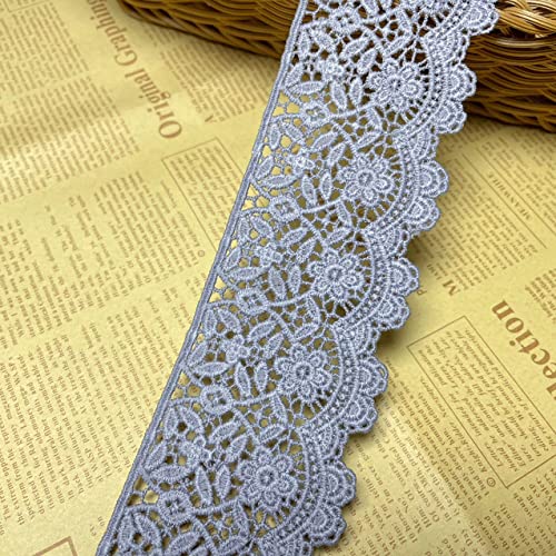 6 CM Breite Europa Blume muster Inelastische Stickerei Spitzenbesatz, Vorhang Tischdecke Slipcover Braut Selbermachen-Kleidung/Zubehör (3,7 Meter in einem Paket) (grau) von Little lane lace