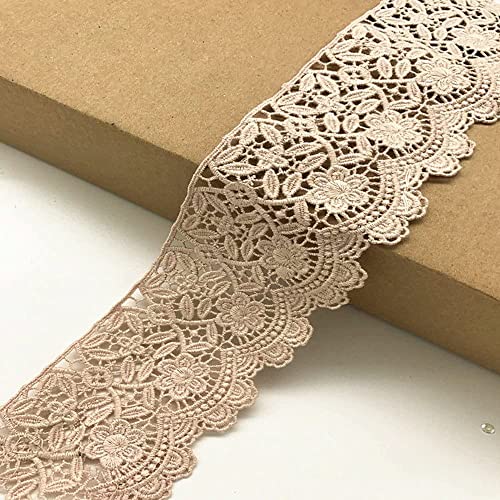 6 CM Breite Europa Blume muster Inelastische Stickerei Spitzenbesatz, Vorhang Tischdecke Slipcover Braut Selbermachen-Kleidung/Zubehör (3,7 Meter in einem Paket) (pink) von Little lane lace
