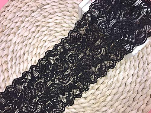 8 CM Breite Europa Belt elastische Stickerei Spitzenbesatz, Vorhang Tischdecke Slipcover Braut Selbermachen-Kleidung/Zubehör (4,5 Meter in einem Paket) (schwarz) von Little lane lace
