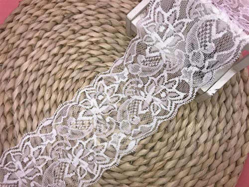 8 CM Breite Europa Belt elastische Stickerei Spitzenbesatz, Vorhang Tischdecke Slipcover Braut Selbermachen-Kleidung/Zubehör (4,5 Meter in einem Paket) (weiß) von Little lane lace