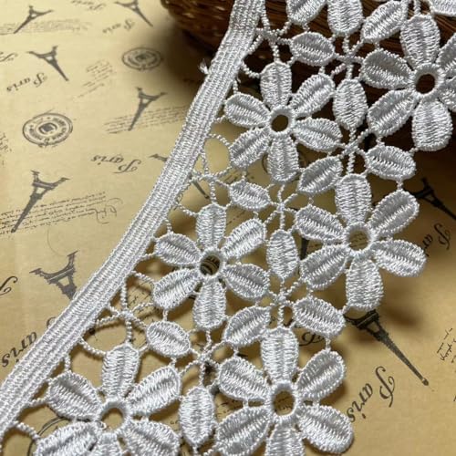 8 CM Breite Europa Snowflake Inelastische Stickerei Spitzenbesatz, Vorhang Tischdecke Slipcover Braut Selbermachen-Kleidung/Zubehör (1,8 Meter in einem Paket) (schwarz) (weiß) von Little lane lace