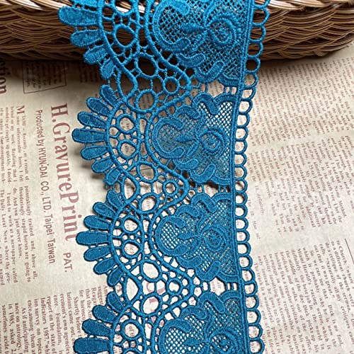 9 CM Breite Europa Krone muster Inelastische Stickerei Spitzenbesatz, Vorhang Tischdecke Slipcover Braut Selbermachen-Kleidung/Zubehör (1,8 Meter in einem Paket) (Blauer Haze) von Little lane lace