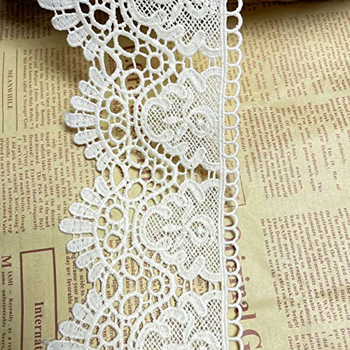 9 CM Breite Europa Krone muster Inelastische Stickerei Spitzenbesatz, Vorhang Tischdecke Slipcover Braut Selbermachen-Kleidung/Zubehör (1,8 Meter in einem Paket) (Creme) von Little lane lace