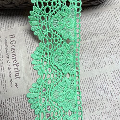 9 CM Breite Europa Krone muster Inelastische Stickerei Spitzenbesatz, Vorhang Tischdecke Slipcover Braut Selbermachen-Kleidung/Zubehör (1,8 Meter in einem Paket) (Gras grün) von Little lane lace