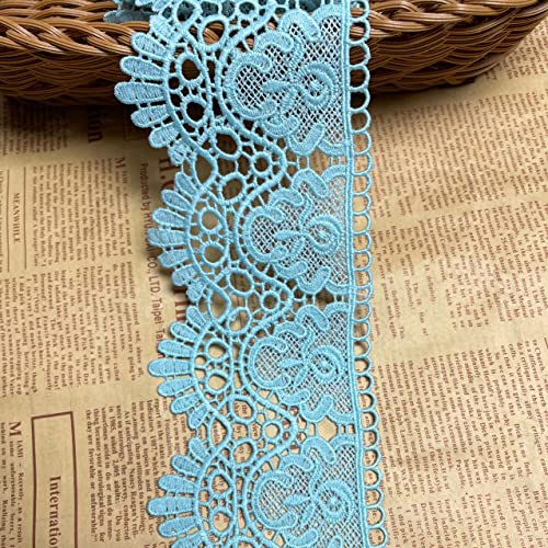 9 CM Breite Europa Krone muster Inelastische Stickerei Spitzenbesatz, Vorhang Tischdecke Slipcover Braut Selbermachen-Kleidung/Zubehör (1,8 Meter in einem Paket) (See blau) von Little lane lace