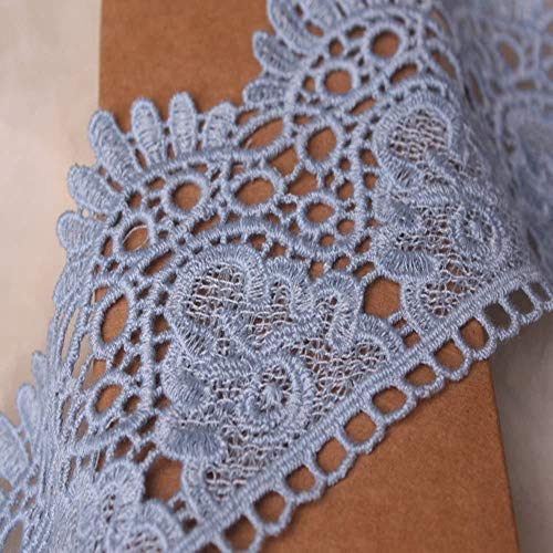 9 CM Breite Europa Krone muster Inelastische Stickerei Spitzenbesatz, Vorhang Tischdecke Slipcover Braut Selbermachen-Kleidung/Zubehör (1,8 Meter in einem Paket) (hellblau) von Little lane lace