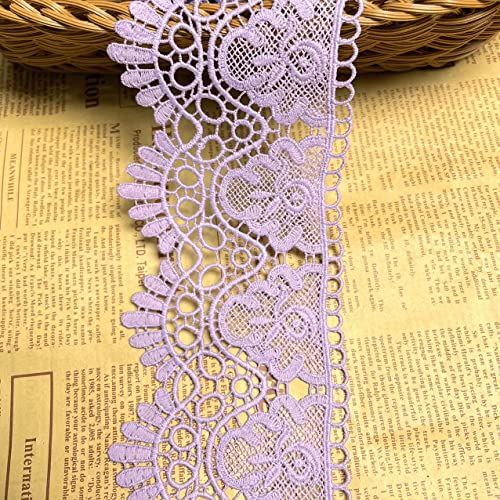 9 CM Breite Europa Krone muster Inelastische Stickerei Spitzenbesatz, Vorhang Tischdecke Slipcover Braut Selbermachen-Kleidung/Zubehör (1,8 Meter in einem Paket) (rosa-lila) von Little lane lace