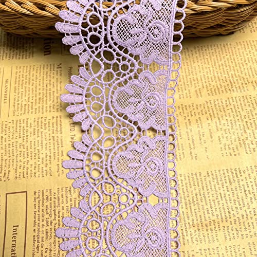 9 CM Breite Europa Krone muster Inelastische Stickerei Spitzenbesatz, Vorhang Tischdecke Slipcover Braut Selbermachen-Kleidung/Zubehör (1,8 Meter in einem Paket) (rosa-lila) von Little lane lace