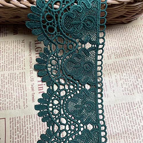 9 CM Breite Europa Krone muster Inelastische Stickerei Spitzenbesatz, Vorhang Tischdecke Slipcover Braut Selbermachen-Kleidung/Zubehör (1,8 Meter in einem Paket) (schwarz-grün) von Little lane lace