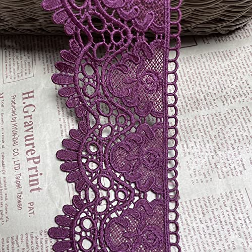 9 CM Breite Europa Krone muster Inelastische Stickerei Spitzenbesatz, Vorhang Tischdecke Slipcover Braut Selbermachen-Kleidung/Zubehör (1,8 Meter in einem Paket) (weinrot) von Little lane lace