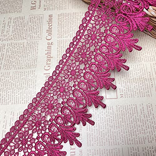 Little lane lace 9 cm Breite Europa Chips Muster Inelastische Stickerei Spitzenbesatz, Vorhang Tischdecke Slipcover Braut Selbermachen-Kleidung/Zubehör (1,8 Meter in einem Paket) (Weinrot) von Little lane lace