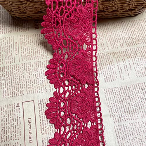 9 CM Breite Europa Kronemuster Inelastische Stickerei Spitzenbesatz, Vorhang Tischdecke Slipcover Braut Selbermachen-Kleidung/Zubehör (3,7 Meter in einem Paket) (rot) von Little lane lace