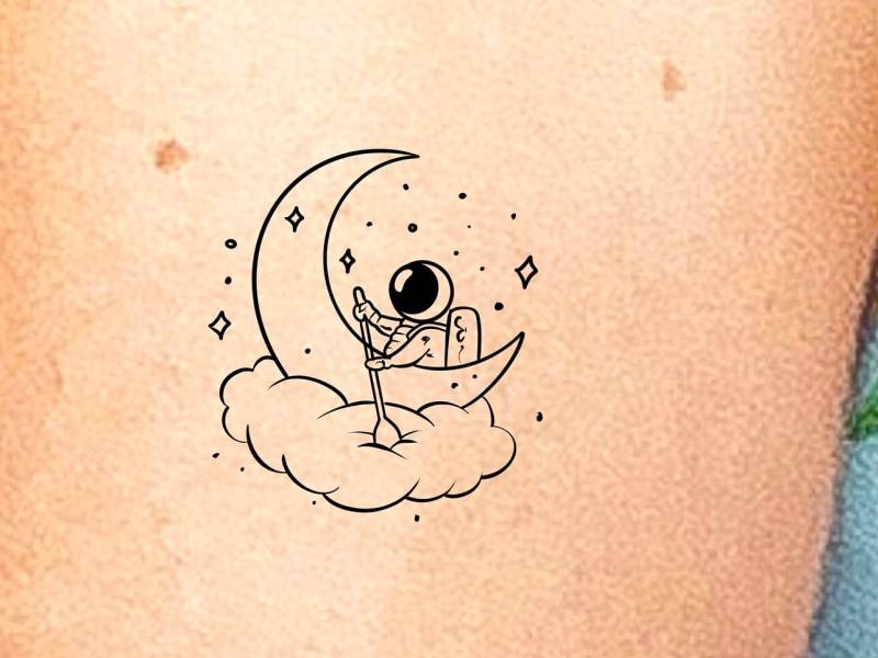 Astronaut Mond Wolke Temporäres Tattoo/Weltraum Himmel Halbmond Sterne von LittleCuteTattoo