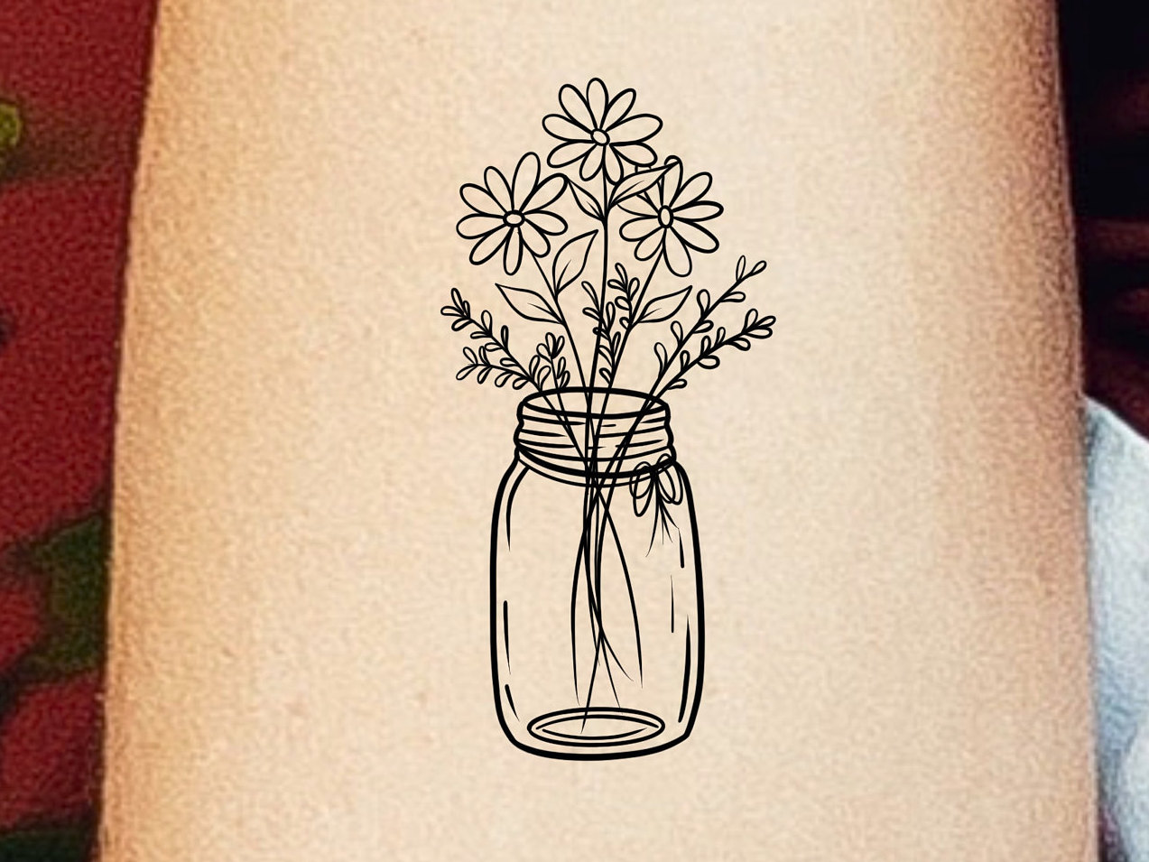 Blumen Einmachglas Temporäres Tattoo/Wildblumen von LittleCuteTattoo