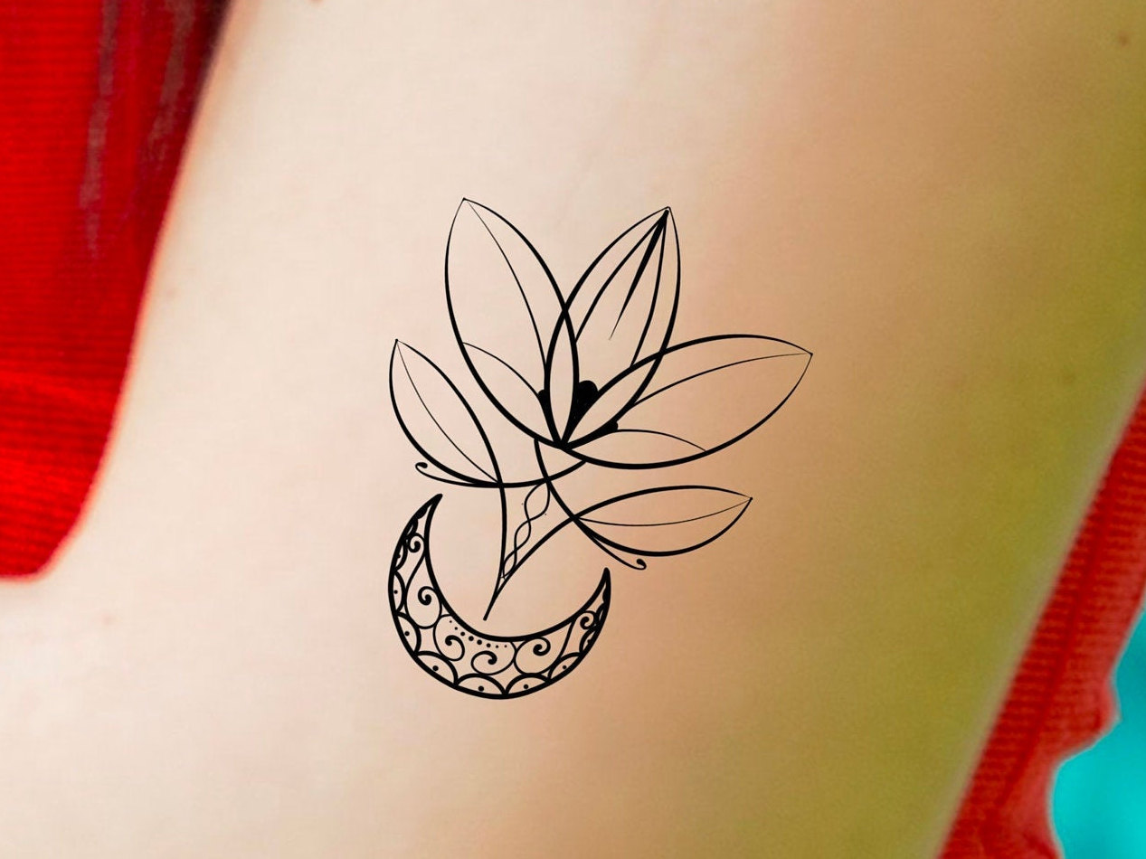 Floral Mond Temporary Tattoo/Halbmond von LittleCuteTattoo