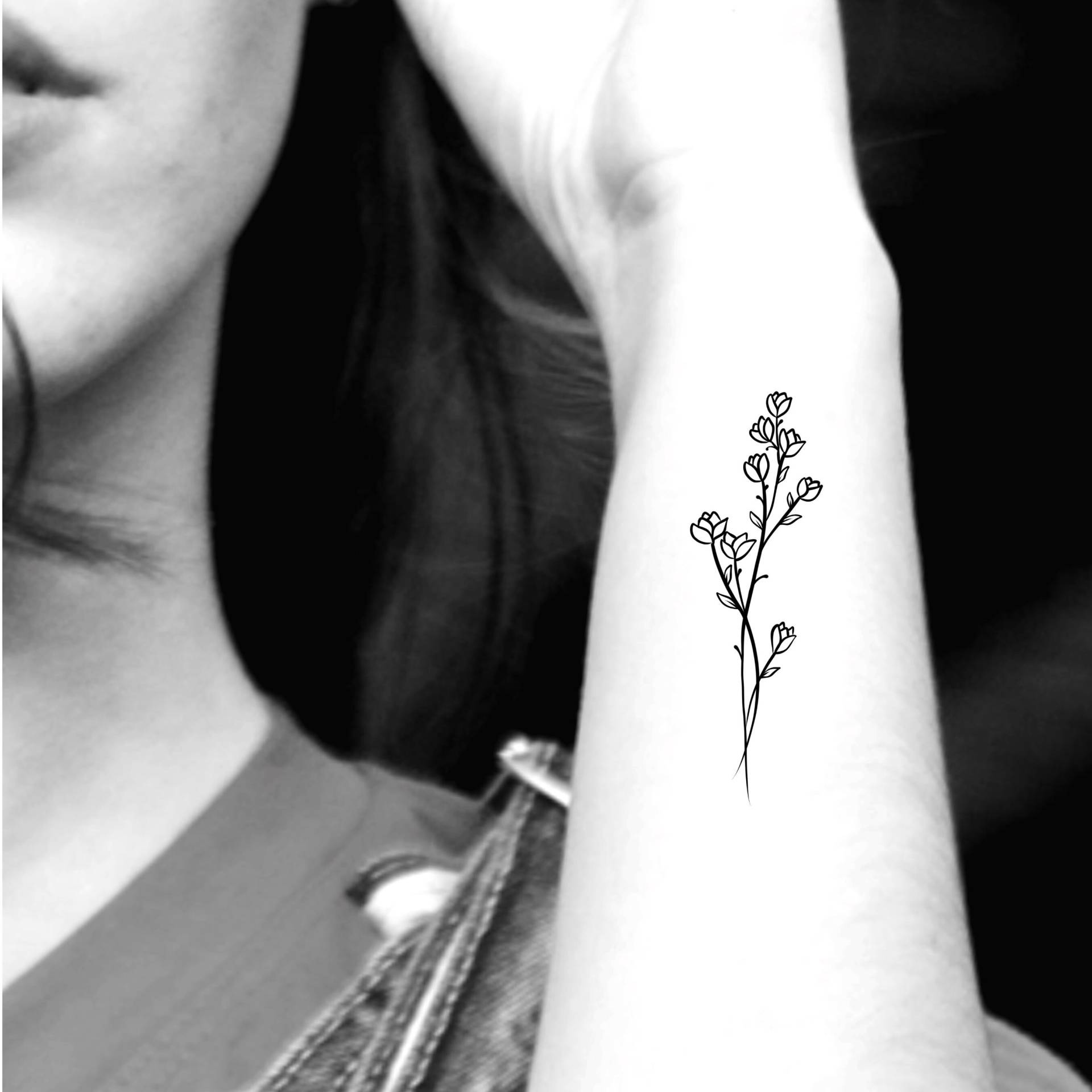 Florale Linie Temporäres Tattoo von LittleCuteTattoo