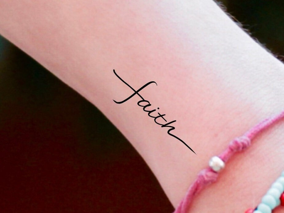 Glaube Kreuz Temporary Tattoo/Liebe Wort Schrift Handschrift von LittleCuteTattoo