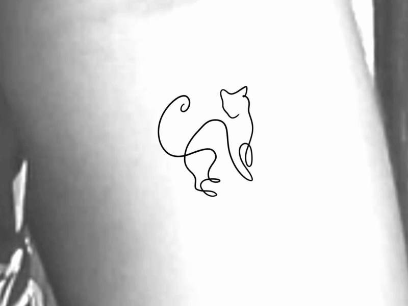 Katze Single Line Temporäres Tattoo von LittleCuteTattoo