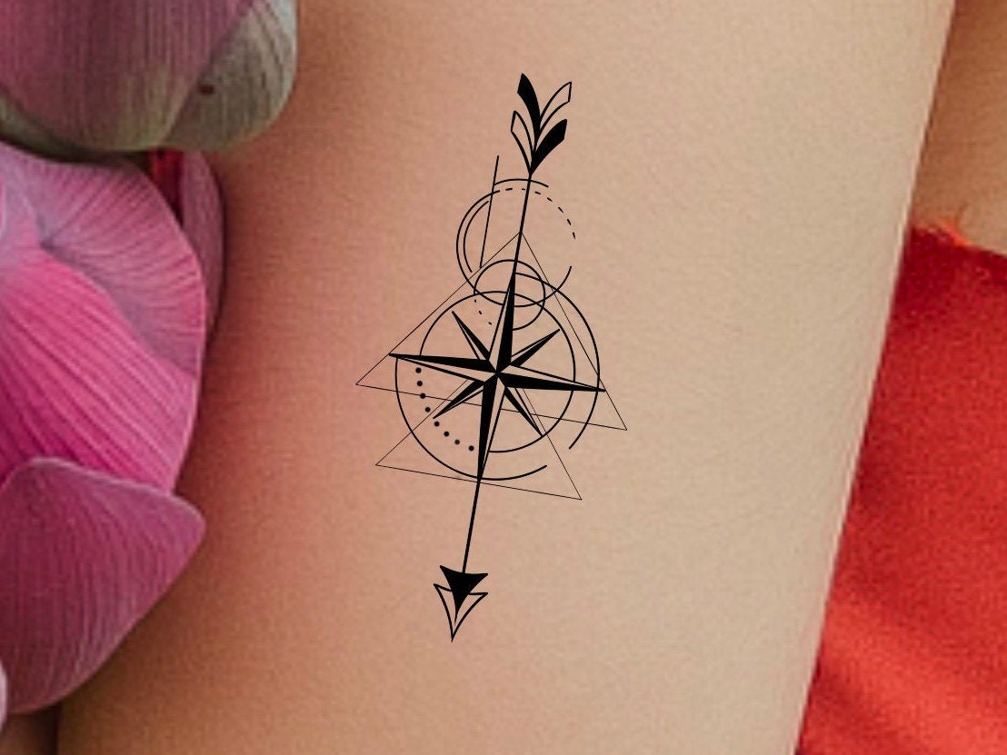 Kompass Pfeil Temporäres Tattoo von LittleCuteTattoo