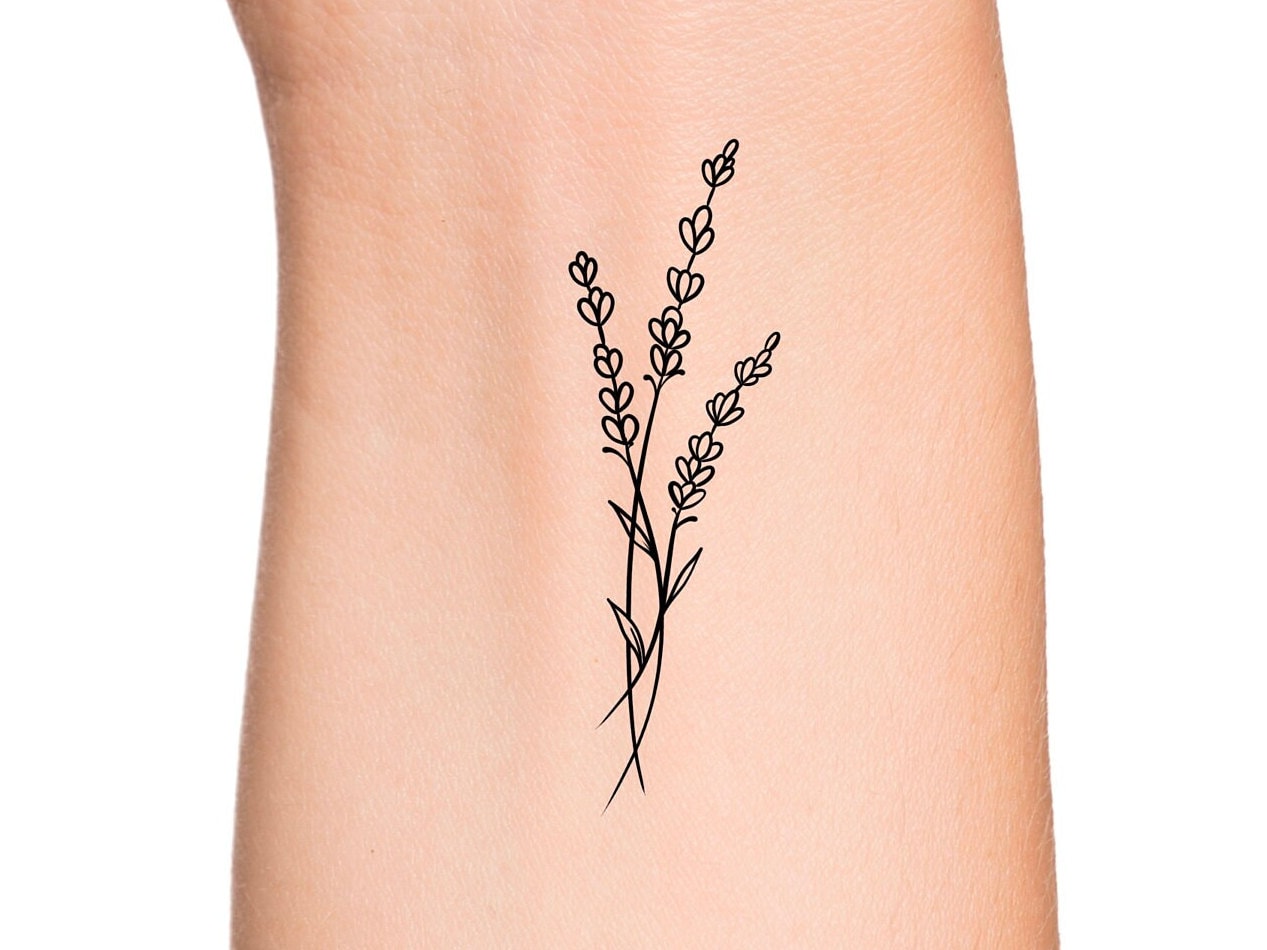 Lavendel Temporäres Tattoo/Umriss Blumen Wildblumen Kleiner von LittleCuteTattoo