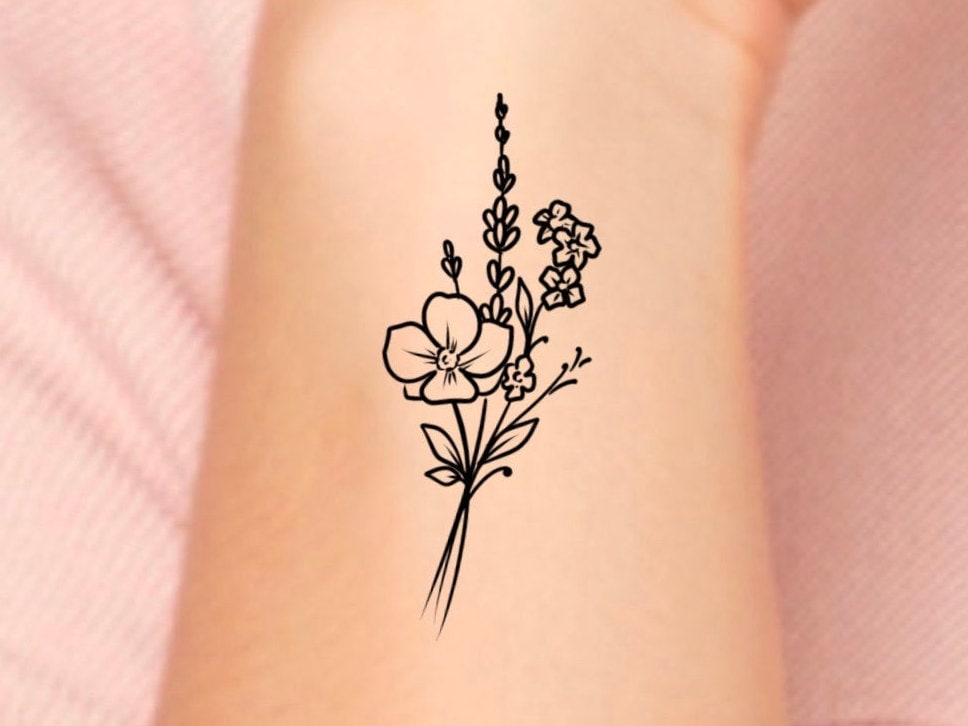 Lavendel Wildblumen Temporary Tattoo von LittleCuteTattoo