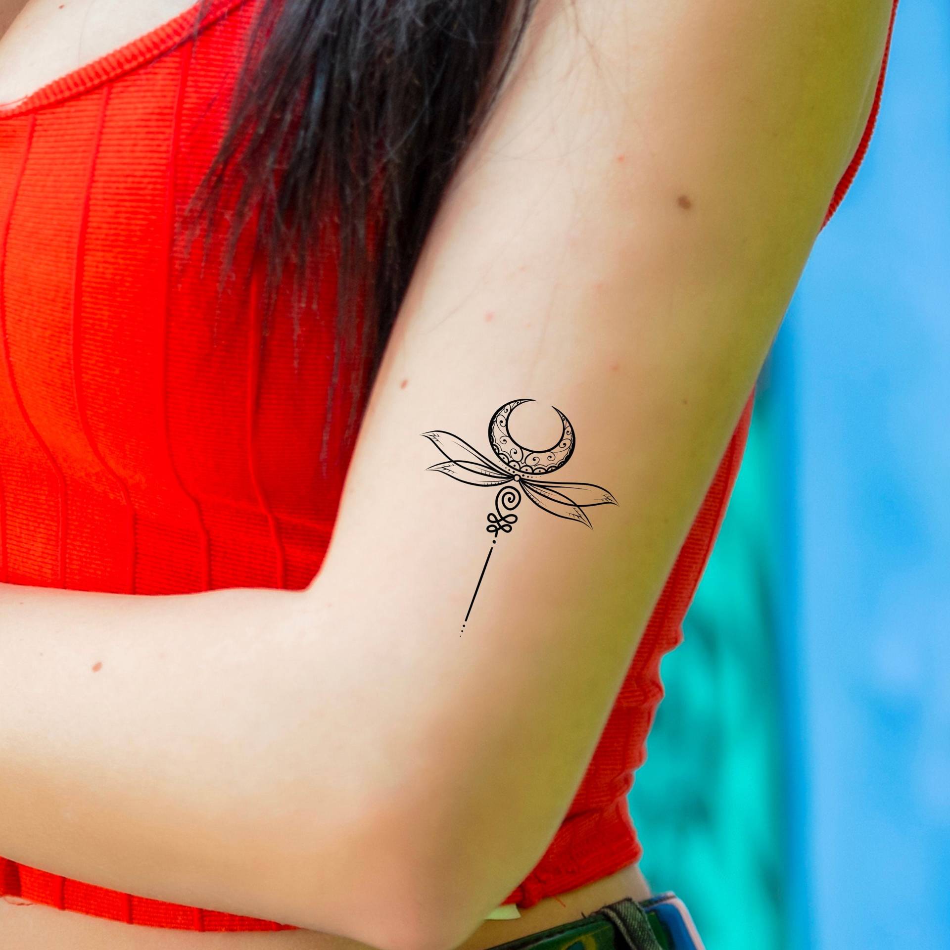 Libelle Unalome Temporäres Tattoo/Mond Libellen von LittleCuteTattoo