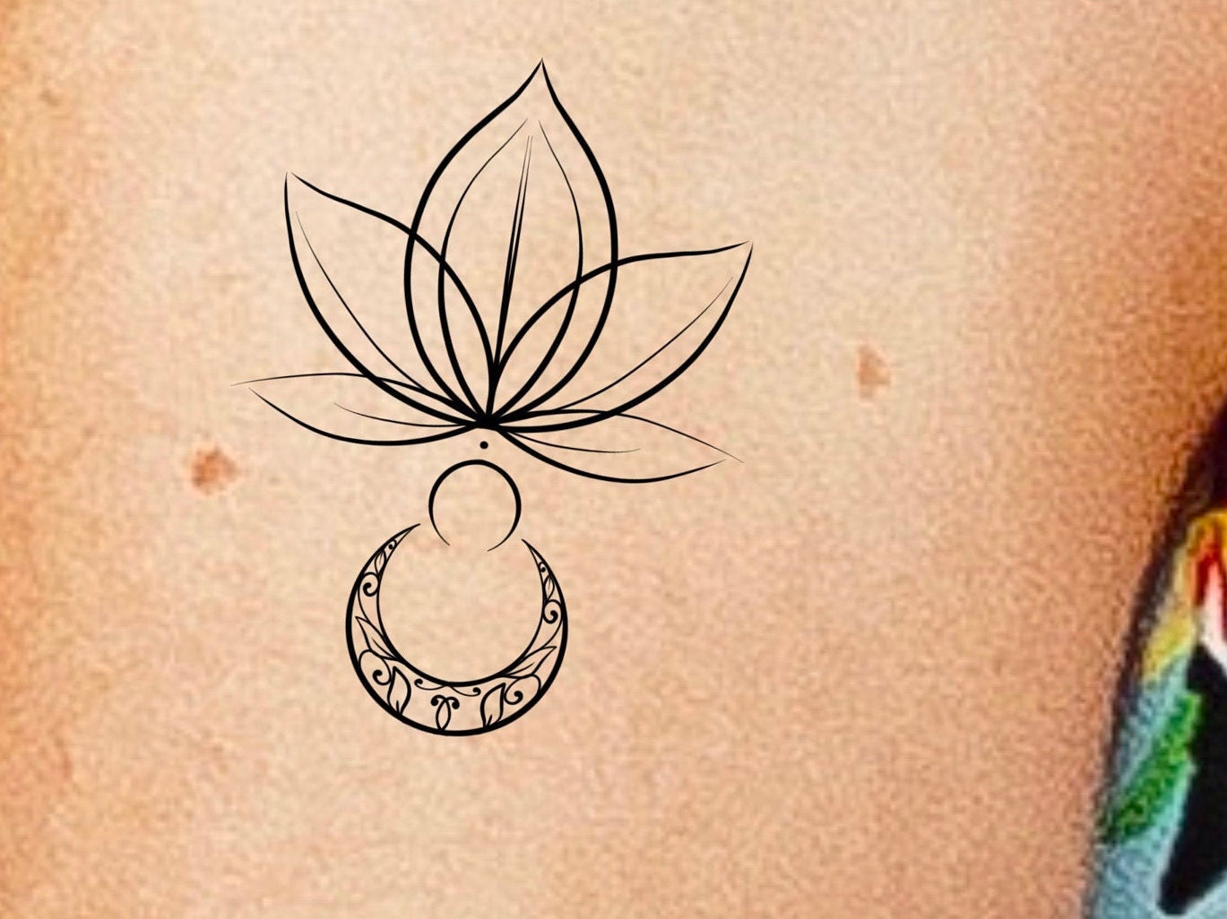 Lotus Mond Temporäres Tattoo/Blumen Halbmond Mandala von LittleCuteTattoo